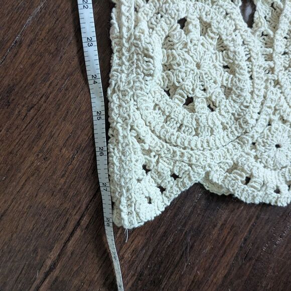 Solitaire 2 Piece Crochet Pant Short Sleeve Top Set M Medium Ivory White Beach - Picture 5 of 6